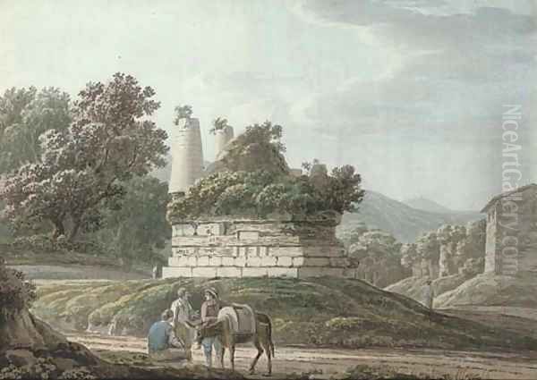 A monument to the Curatii near Albano, Italy Oil Painting by Jacob More