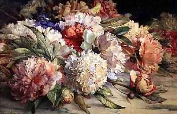 Peonies 1892 Oil Painting by William Muckley