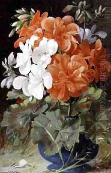 Pelargoniums Oil Painting by William Muckley