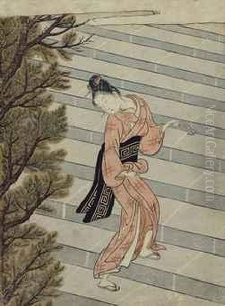 Ritual Of Climbing The Stairs One Hundred Times (ohyakudo) Oil Painting by Suzuki Harunobu