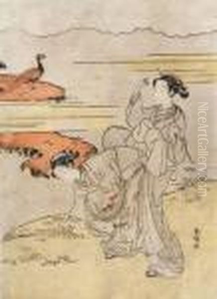 Chuban Tate-e Oil Painting by Suzuki Harunobu