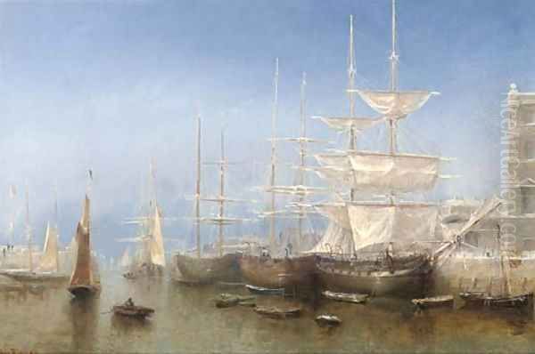 Torquay harbour, winter time Oil Painting by Claude T. Stanfield Moore