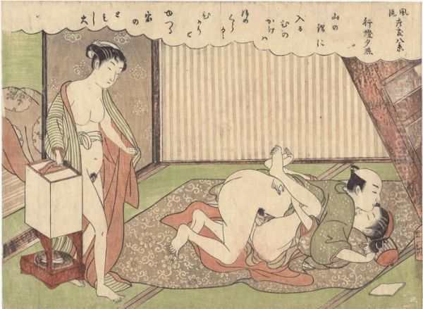 Two Designs From The Series Furyu Zashiki Hakkei Oil Painting by Suzuki Harunobu