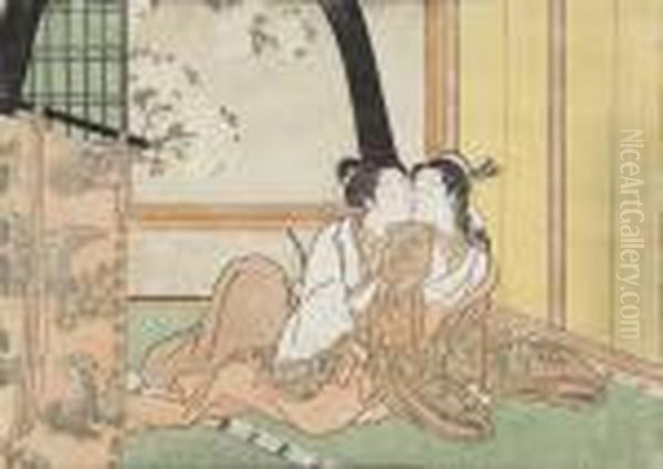 Pornography Oil Painting by Suzuki Harunobu