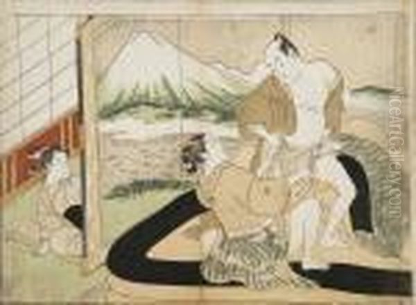 Pornography Oil Painting by Suzuki Harunobu