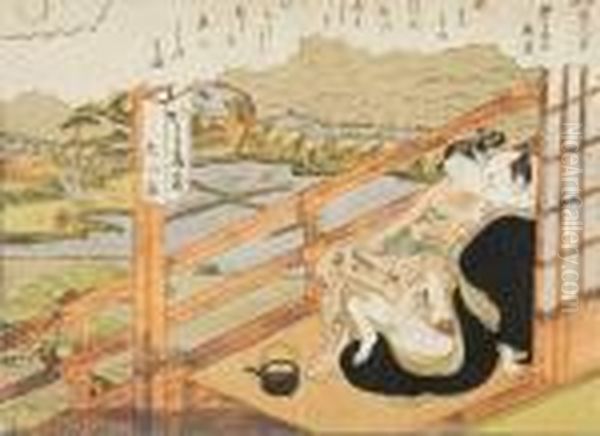 Pornography Oil Painting by Suzuki Harunobu