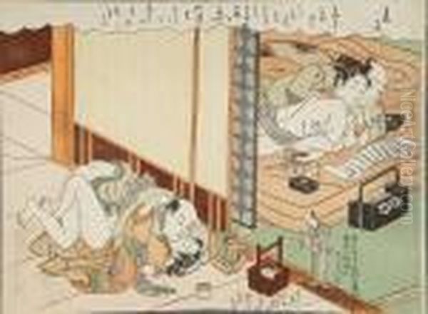 Pornography Oil Painting by Suzuki Harunobu