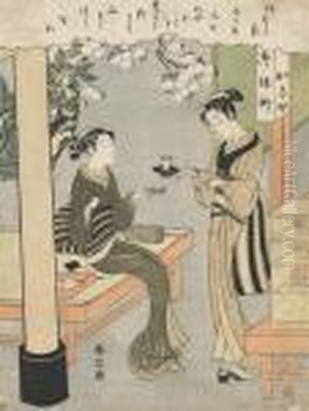 Kagiya Oyasumidokoro Oil Painting by Suzuki Harunobu