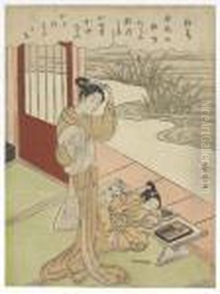 Kakitsubata Oil Painting by Suzuki Harunobu