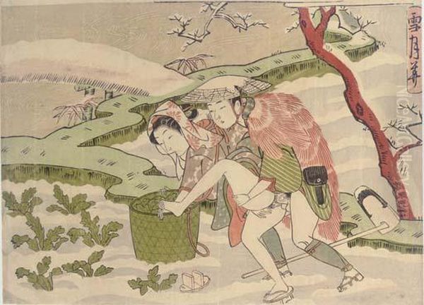 Setsugekka Oil Painting by Suzuki Harunobu