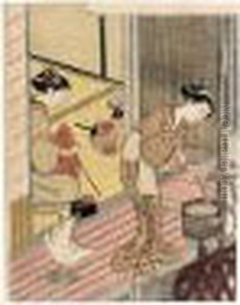 Tenuguikake Kihan. Le Retour Des Voiliers Oil Painting by Suzuki Harunobu