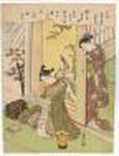 Kannazuki. Le Dixieme Mois Oil Painting by Suzuki Harunobu