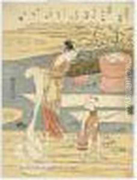 Chofu No Tamagawa. La Riviere Tama Pres De Chofu Oil Painting by Suzuki Harunobu