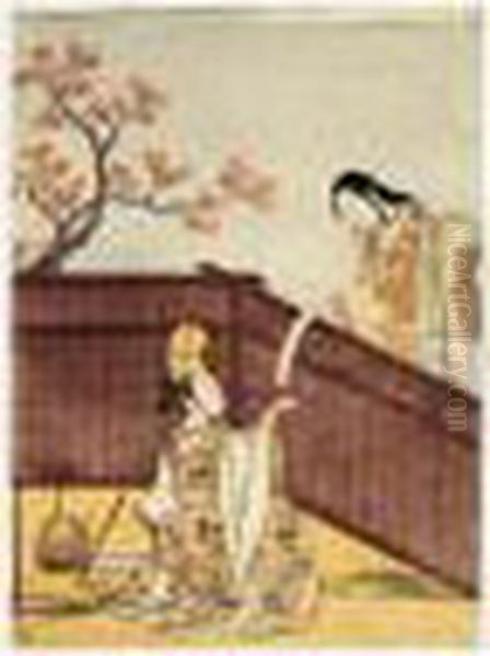 Feuilles D'erable Brulant Oil Painting by Suzuki Harunobu