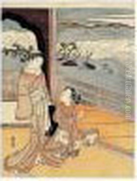 La Plage Des Saliniers Oil Painting by Suzuki Harunobu