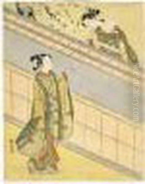 Le Retour De La Balle Oil Painting by Suzuki Harunobu