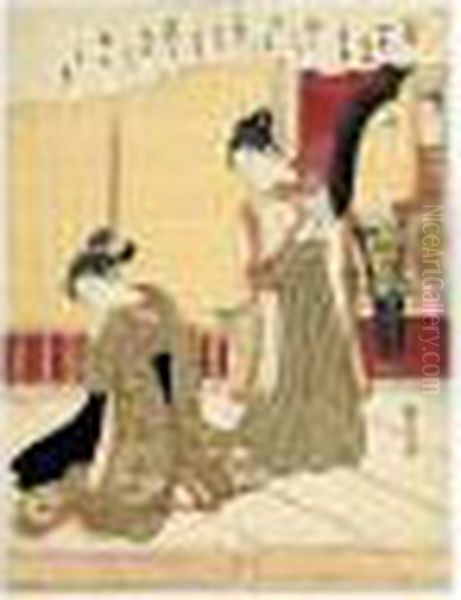 Le Mois Des Chrysanthemes Oil Painting by Suzuki Harunobu