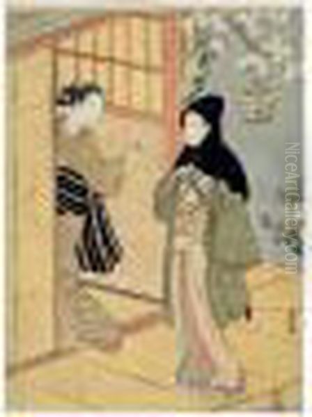 L'attente Oil Painting by Suzuki Harunobu