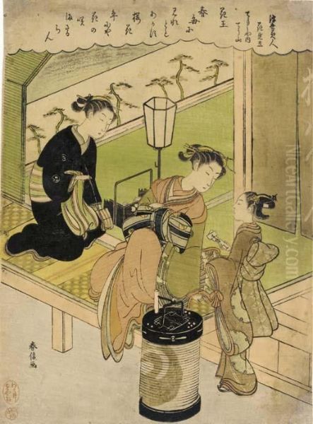 Kao (cherry Blossoms), Chojiya 
Nai Chozan (chozan Of The Chojiya), From The Series Ukiyo Bijin Hana 
Mitate (floating-world Beauties As Flowers) Oil Painting by Suzuki Harunobu