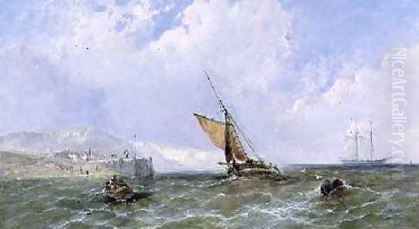 Shipping off a Coastline 1865 Oil Painting by James Edwin Meadows