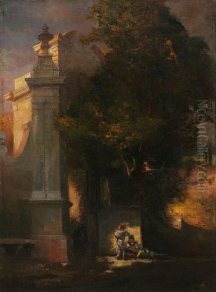 Villa Falconieri Frazerle Oil Painting by Gyula Hary