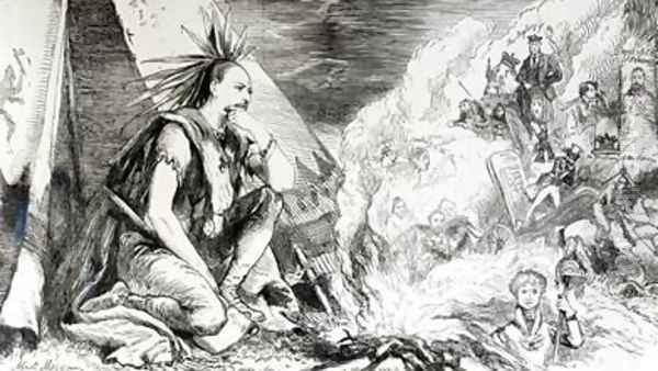 Pictures in the Fire cartoon from Tomahawk magazine August 24th 1867 Oil Painting by Matthew 