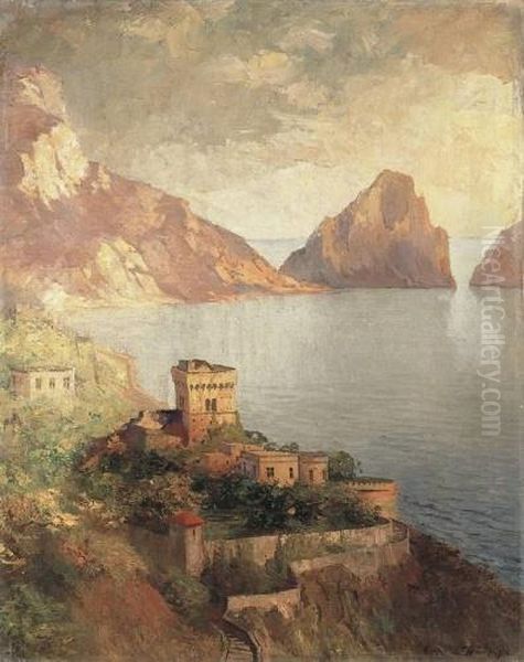 Capri Oil Painting by Gyula Hary