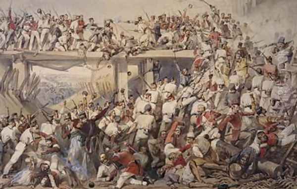 Storming of the Kashmire Gate Dehli 14th September 1857 Oil Painting by Matthew 