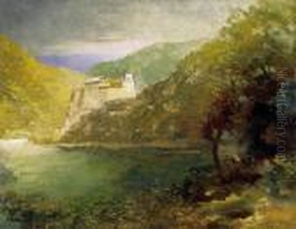 Landscape With A Castle Oil Painting by Gyula Hary