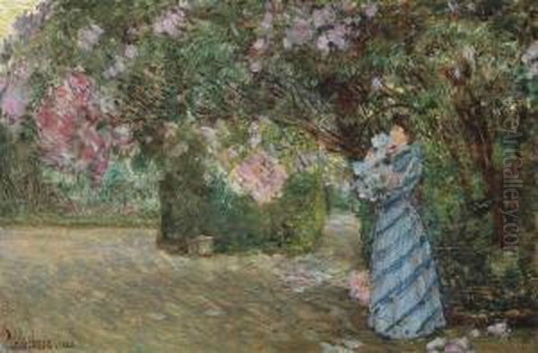 Mrs. Hassam At Villiers-le-bel Oil Painting by Frederick Childe Hassam