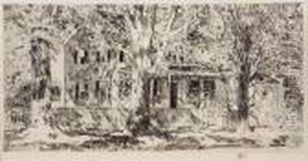 House On Main Street, Easthampton Oil Painting by Frederick Childe Hassam