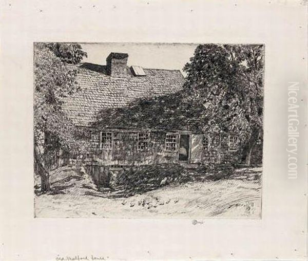 The Old Mulford House, 
Easthampton Oil Painting by Frederick Childe Hassam