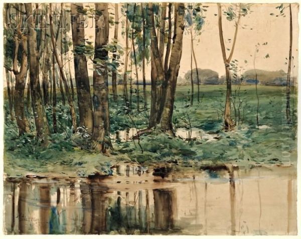 Woodland Scene Oil Painting by Frederick Childe Hassam