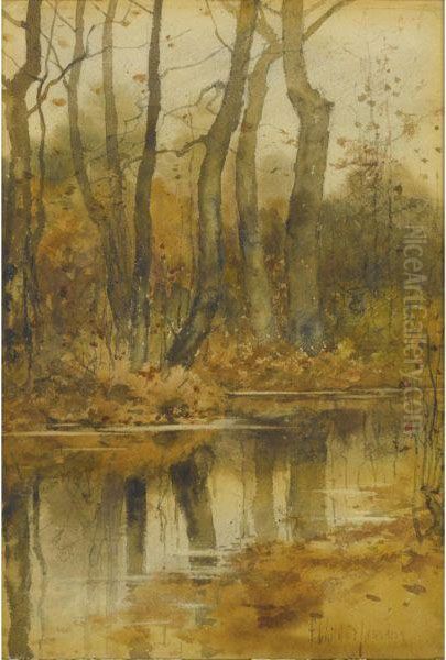 Stream In The Woods Oil Painting by Frederick Childe Hassam