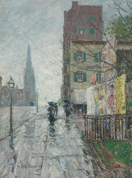 Rainy Day Oil Painting by Frederick Childe Hassam