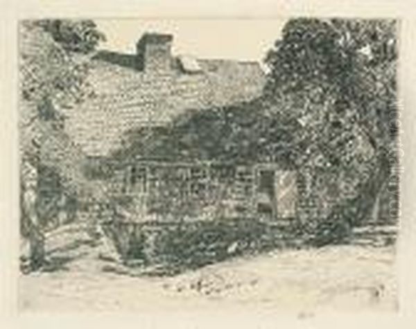 The Old Mulford House, Easthampton. Oil Painting by Frederick Childe Hassam