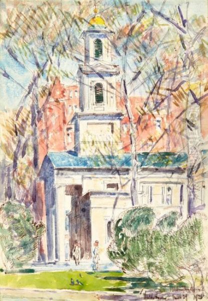 Washington Scene (st. John's Church) Oil Painting by Frederick Childe Hassam