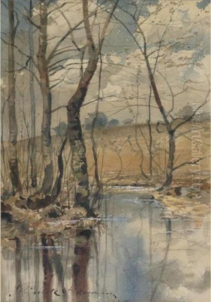 Woodland Pond Oil Painting by Frederick Childe Hassam