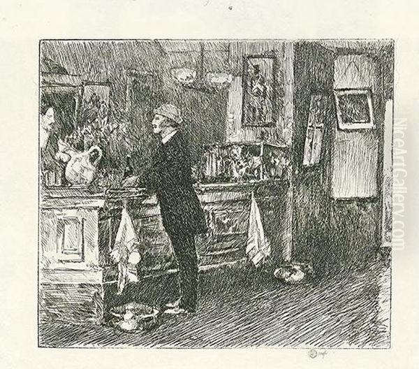 A New England Barroom. Oil Painting by Frederick Childe Hassam