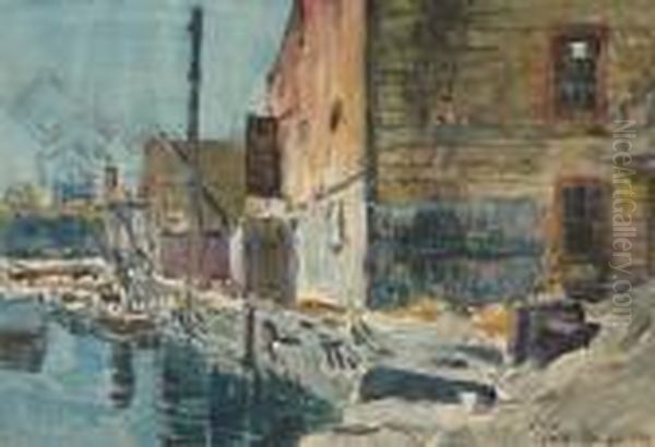 The Dock At Noon Oil Painting by Frederick Childe Hassam