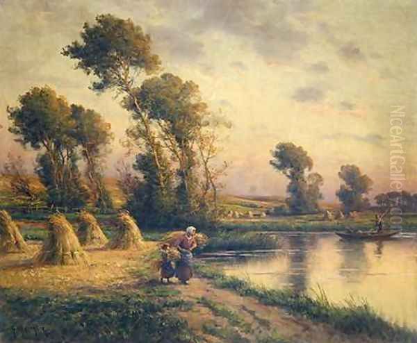 Rural Landscape Oil Painting by Georges-Philibert-Charles Maroniez