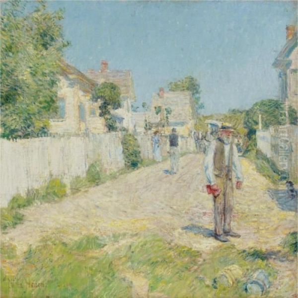 Street In Gloucester Oil Painting by Frederick Childe Hassam