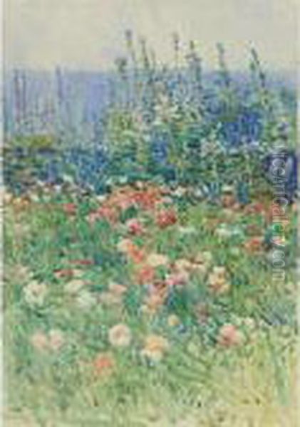 Flower Garden, Isles Of Shoals Oil Painting by Frederick Childe Hassam