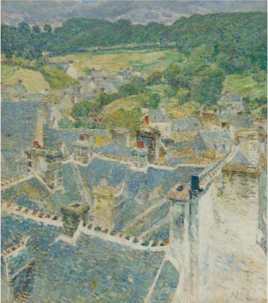 Rooftops, Pont-aven, Brittany Oil Painting by Frederick Childe Hassam