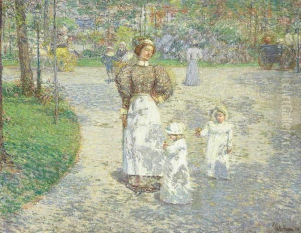 Spring In Central Park Oil Painting by Frederick Childe Hassam