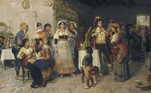 Preparations for the Wedding Oil Painting by Giocomo Mantegazza