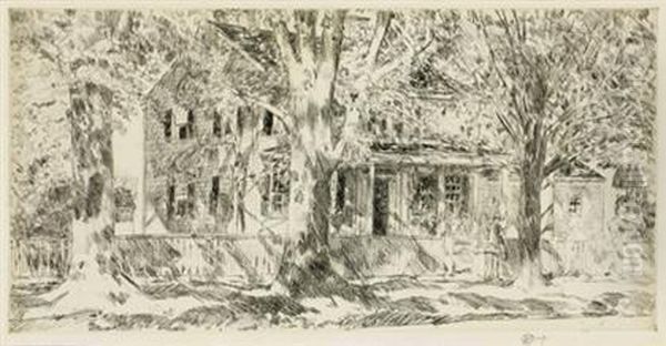 House On Main Street, Easthampton Oil Painting by Frederick Childe Hassam