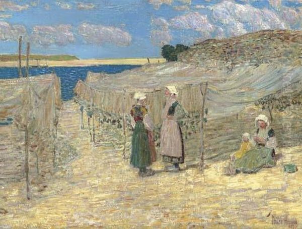 Fish Nets--le Pouldu, Brittany Oil Painting by Frederick Childe Hassam