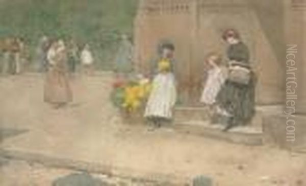 The Flower Seller Oil Painting by Frederick Childe Hassam