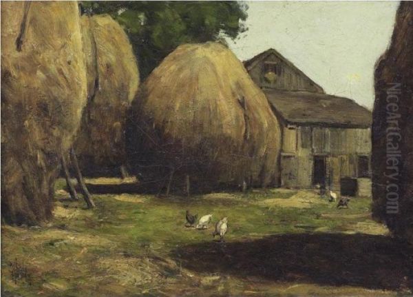 Haystacks Oil Painting by Frederick Childe Hassam